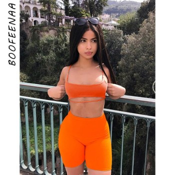 Sexy Short Two Piece Set Crop Tops and Biker Shorts Grey Black Bodycon Matching Sets Summer Clothes for Women